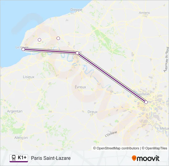 K1+ Train Line Map