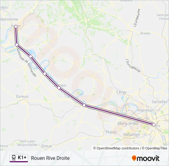 K1+ Train Line Map