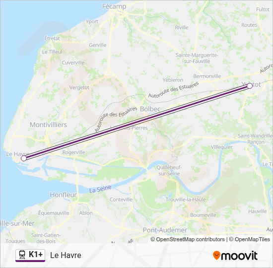 Plan de la ligne K1+ de train