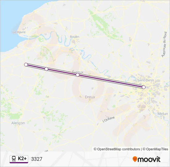 K2+ Train Line Map