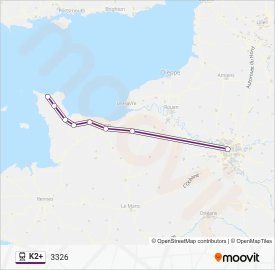 K2+ Train Line Map