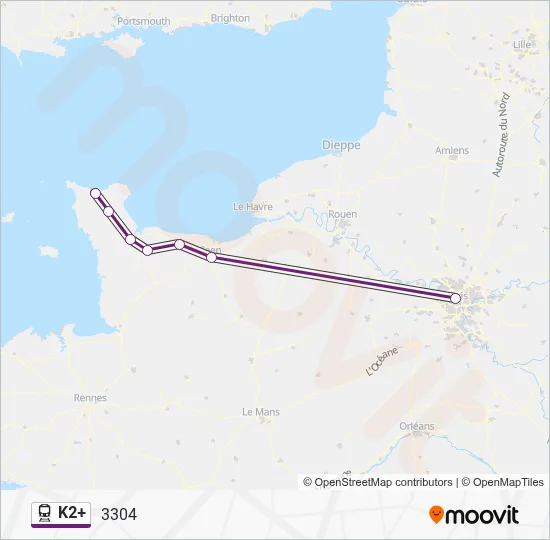 Plan de la ligne K2+ de train