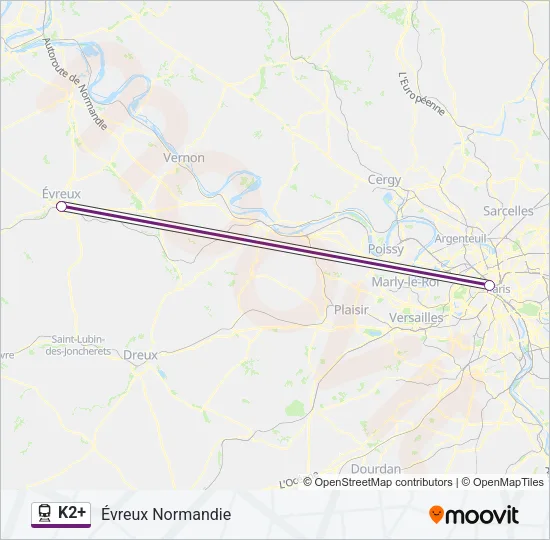 K2+ Train Line Map