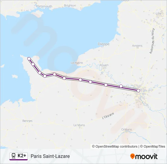 K2+ Train Line Map