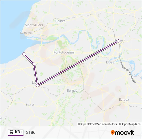 Mapa de K3+ de tren