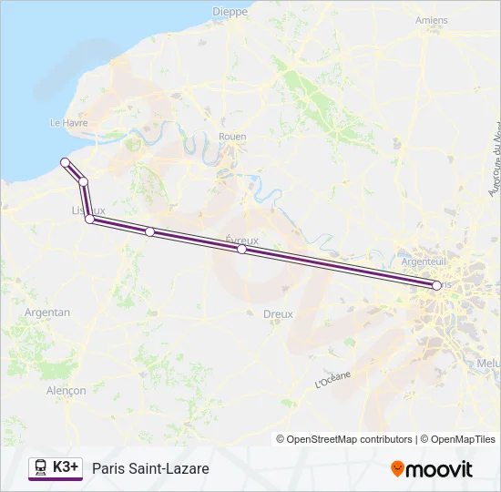 K3+ Train Line Map