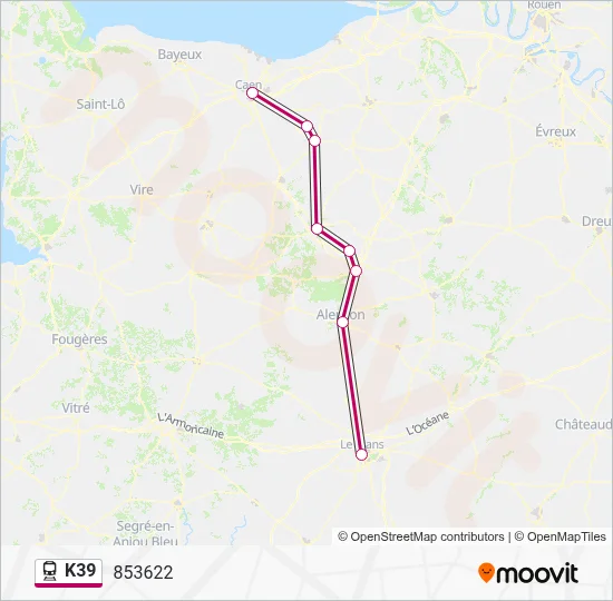 K39 Train Line Map