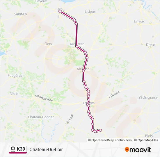 Plan de la ligne K39 de train