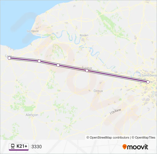K21+ Train Line Map