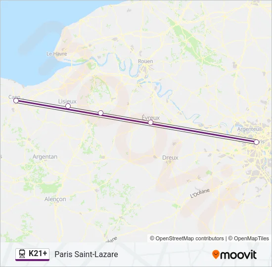 K21+ Train Line Map