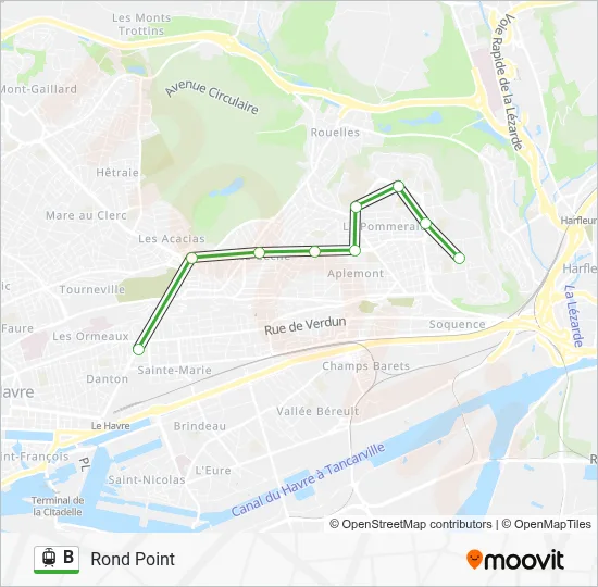 B Light Rail Line Map