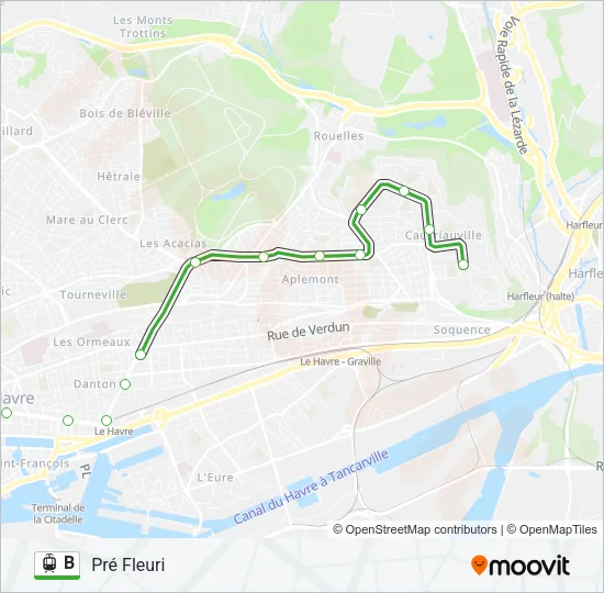B Light Rail Line Map