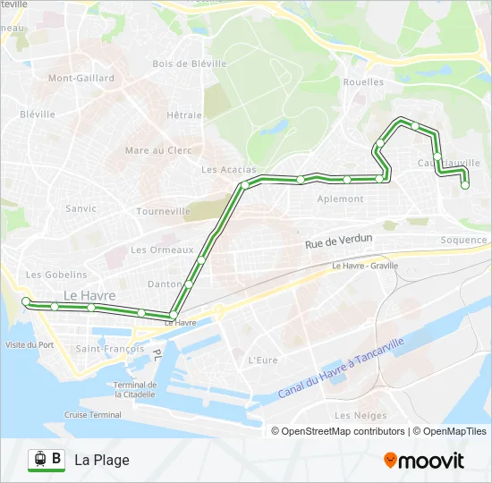 B Light Rail Line Map