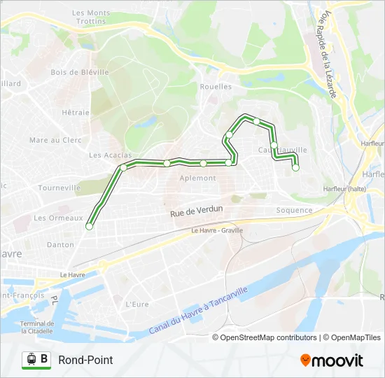 B Light Rail Line Map