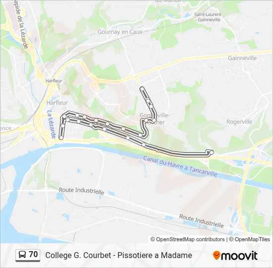 Plan de la ligne 70 de bus