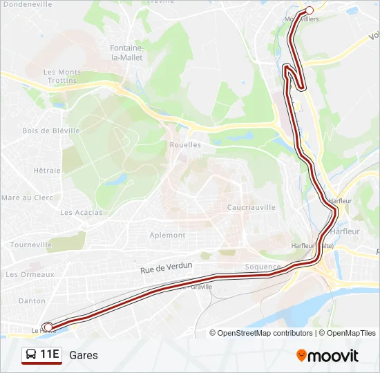 11E Bus Line Map