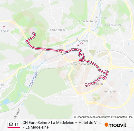 T1 Bus Line Map