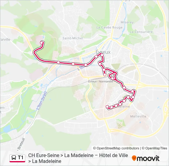 T1 Bus Line Map