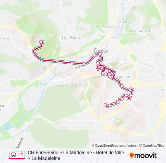 T1 Bus Line Map
