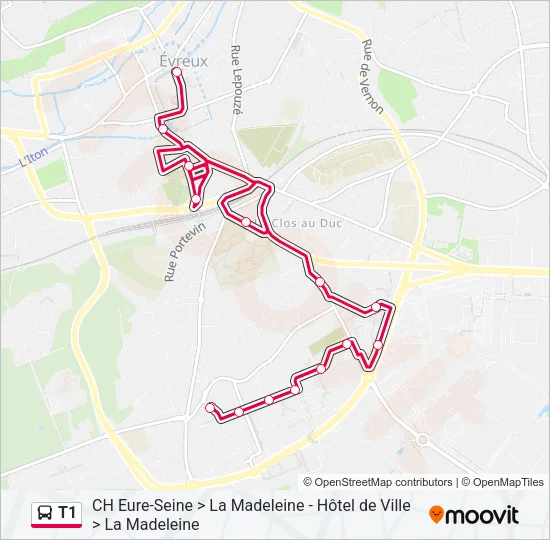 T1 Bus Line Map
