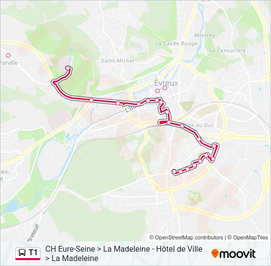 T1 Bus Line Map
