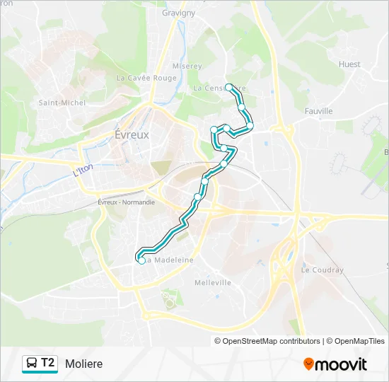 T2 Bus Line Map