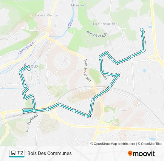 Mapa de T2 de autobús