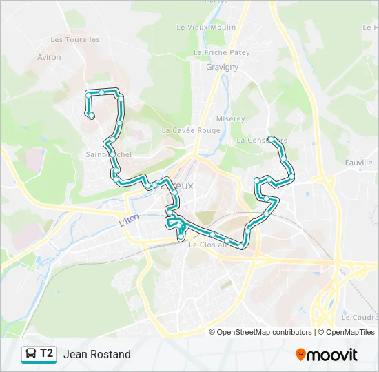 T2 Bus Line Map