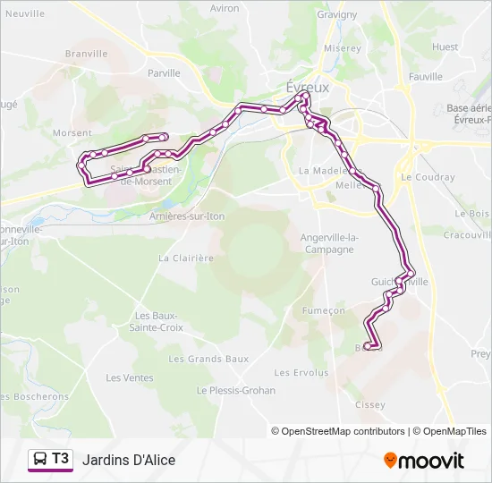 T3 Bus Line Map