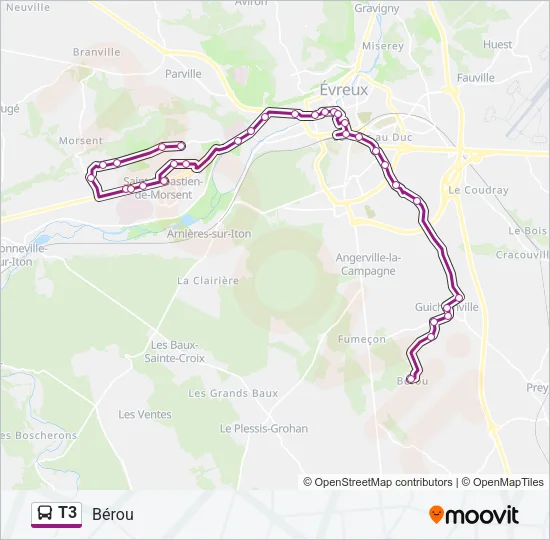 T3 Bus Line Map