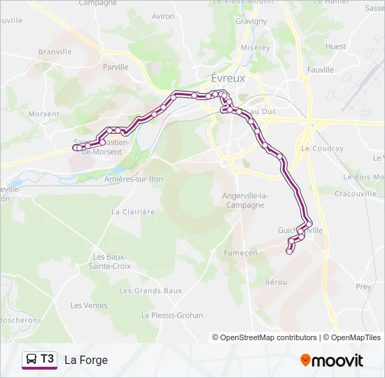 T3 Bus Line Map
