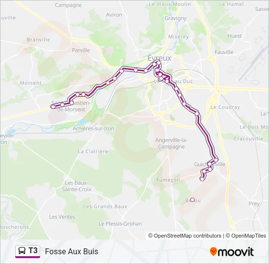 T3 Bus Line Map