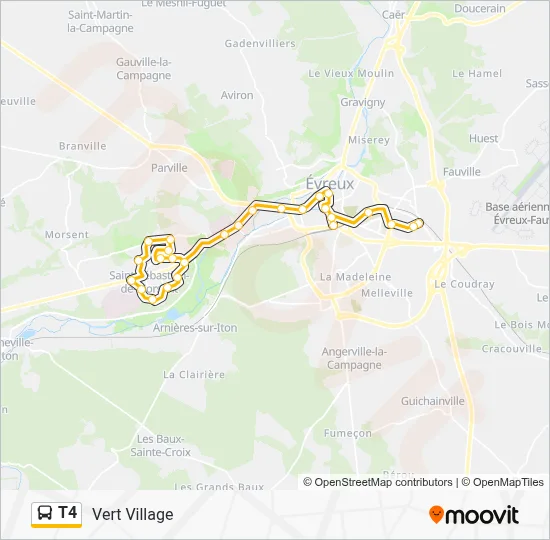 Plan de la ligne T4 de bus