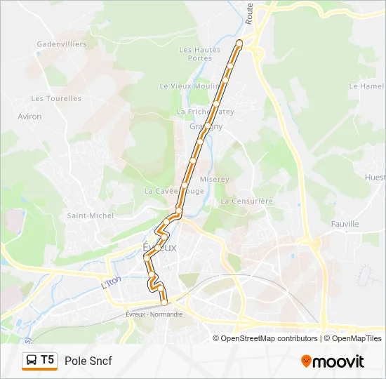 Mapa de T5 de autobús