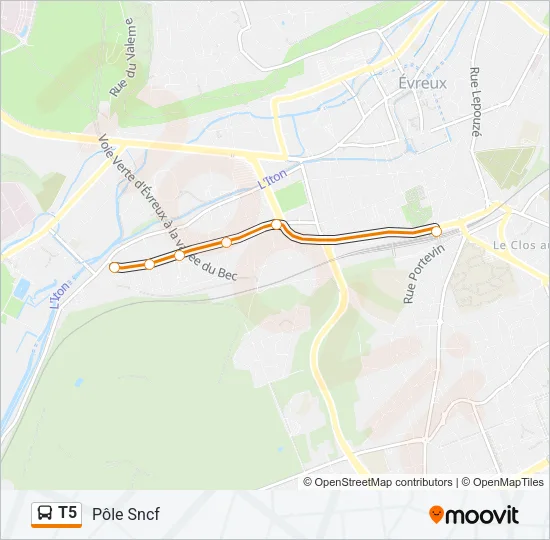 T5 Bus Line Map