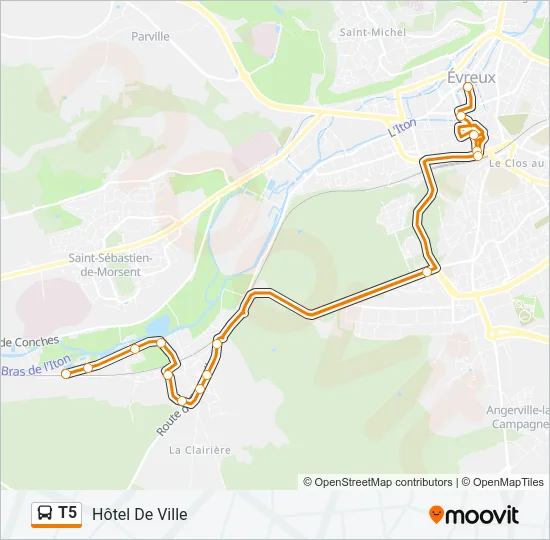 T5 Bus Line Map