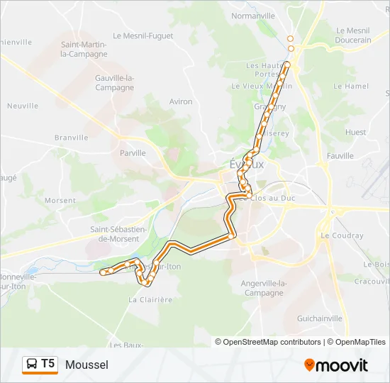 T5 Bus Line Map