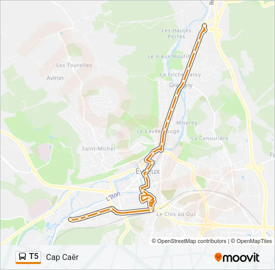 T5 Bus Line Map