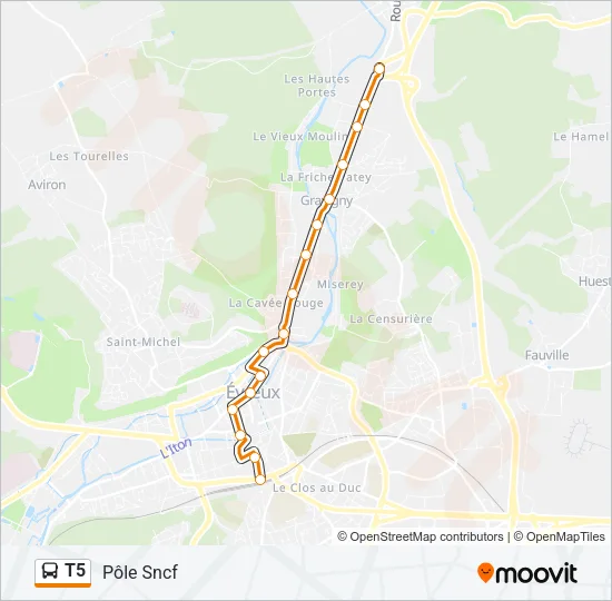 T5 Bus Line Map