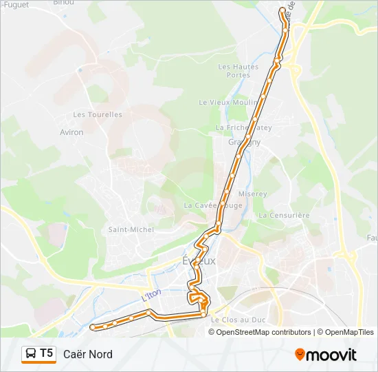 T5 Bus Line Map
