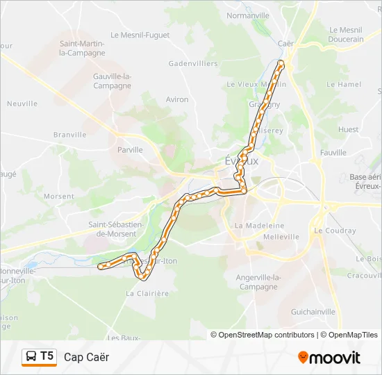 T5 Bus Line Map