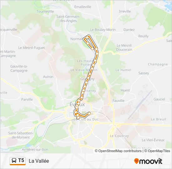 Mapa de T5 de autobús