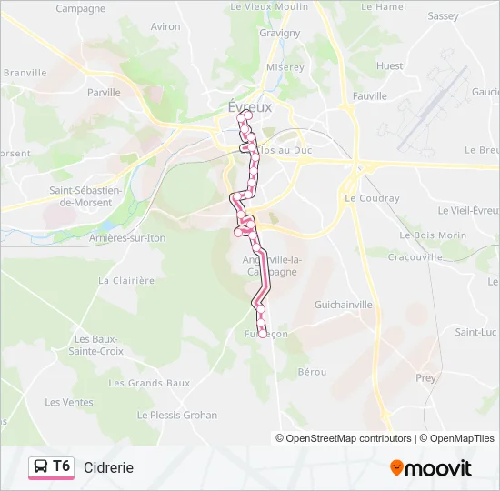 T6 Bus Line Map