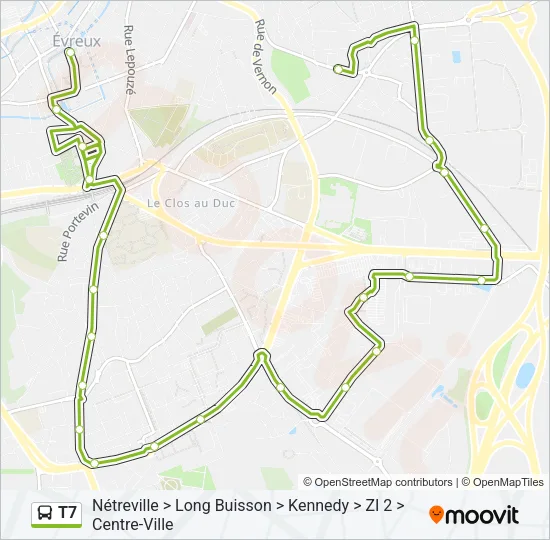 T7 Bus Line Map