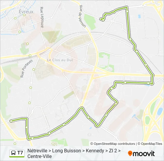 T7 Bus Line Map