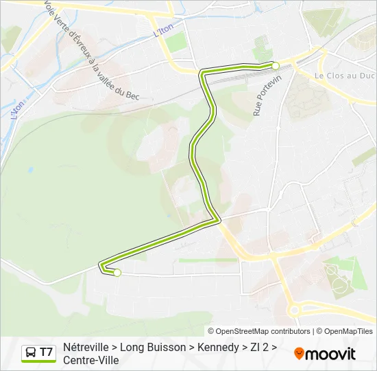 Plan de la ligne T7 de bus