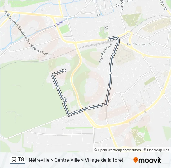 T8 Bus Line Map
