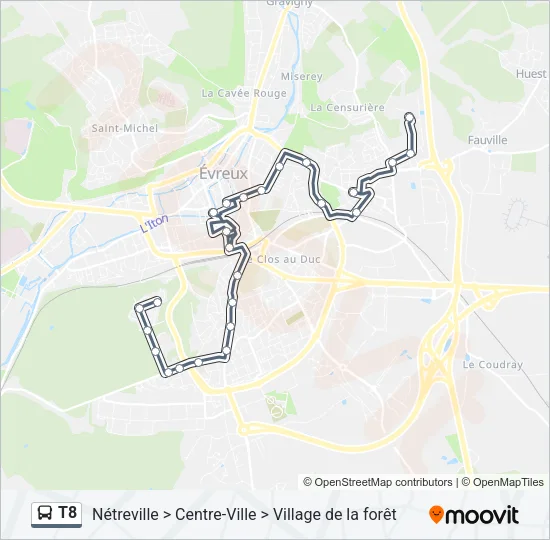 T8 Bus Line Map