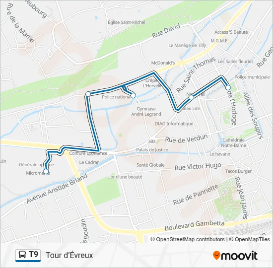 Mapa de T9 de autobús