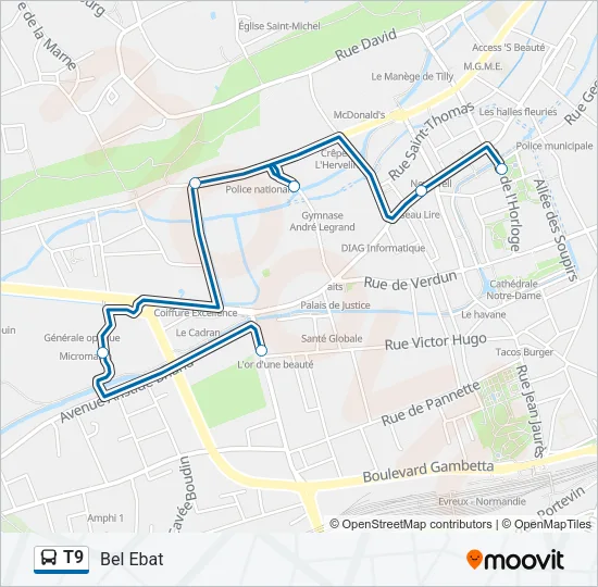 T9 Bus Line Map